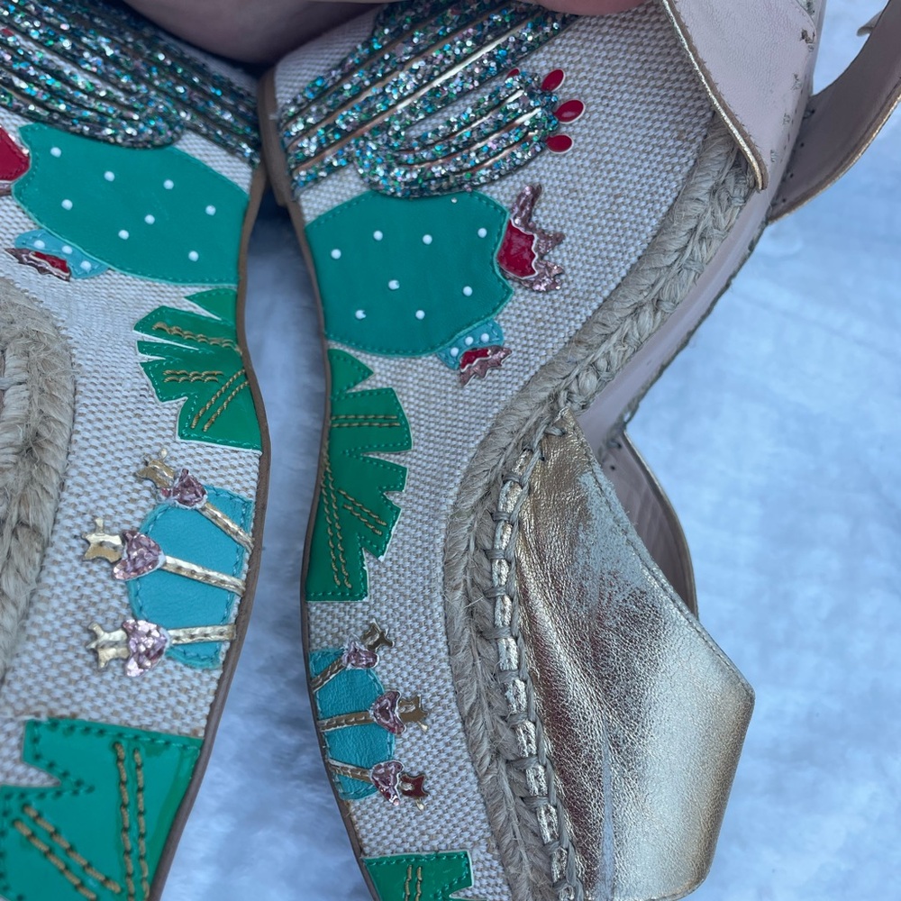 Kate Spade Gold and Green Espadrille Wedges - Picture 3 of 9